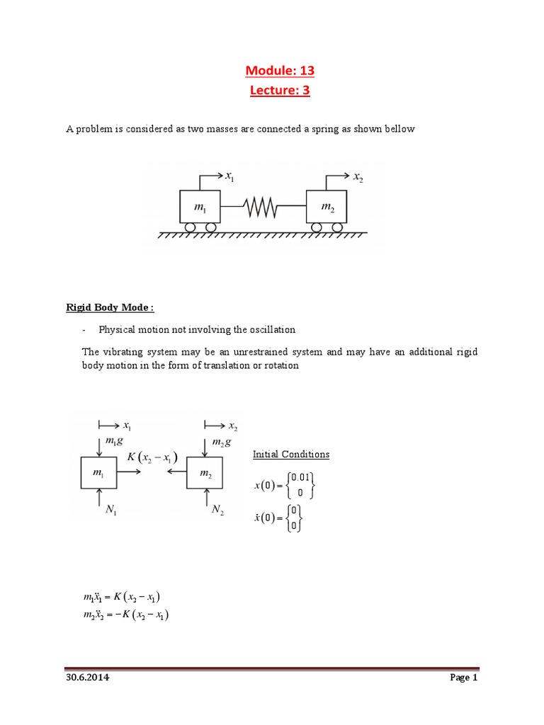 Rigid Body Motion and Vibrations Analysis | PDF