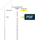 Illumination Calculation Sheet No. Area Calculation Value I Kitchen Room 186 Illumination