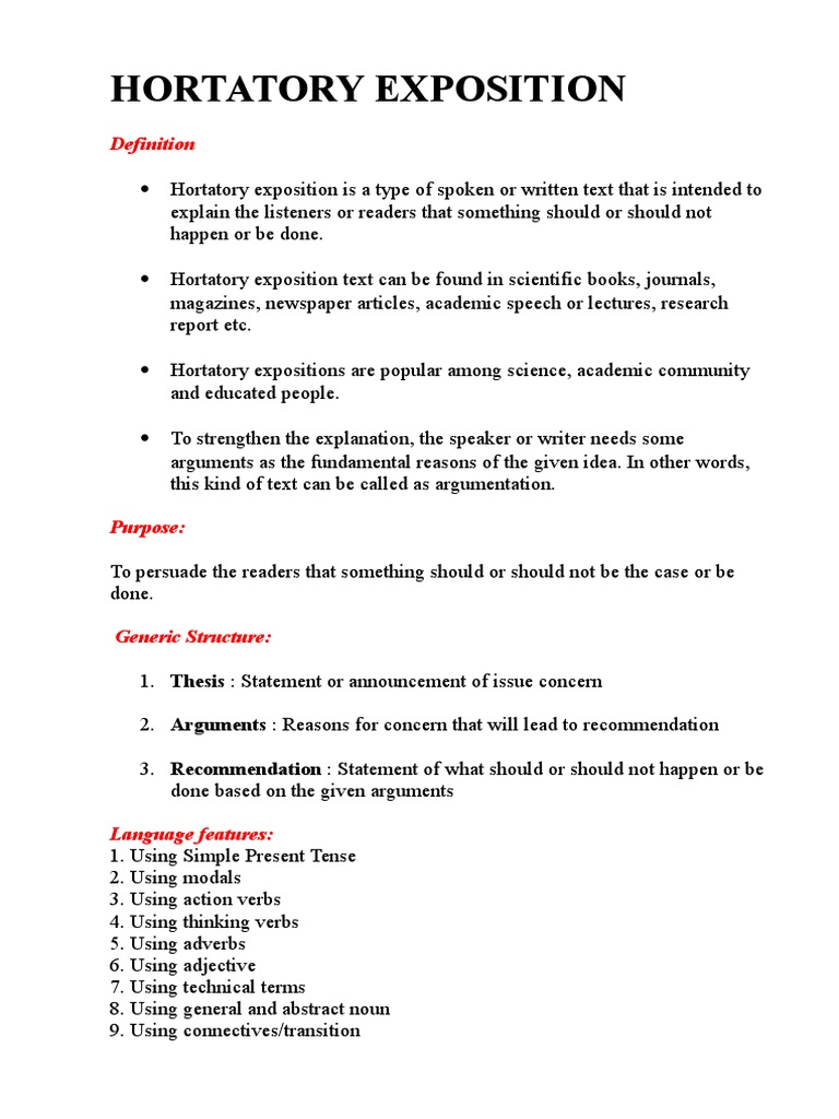 Example Of Hortatory Exposition Text Belajar