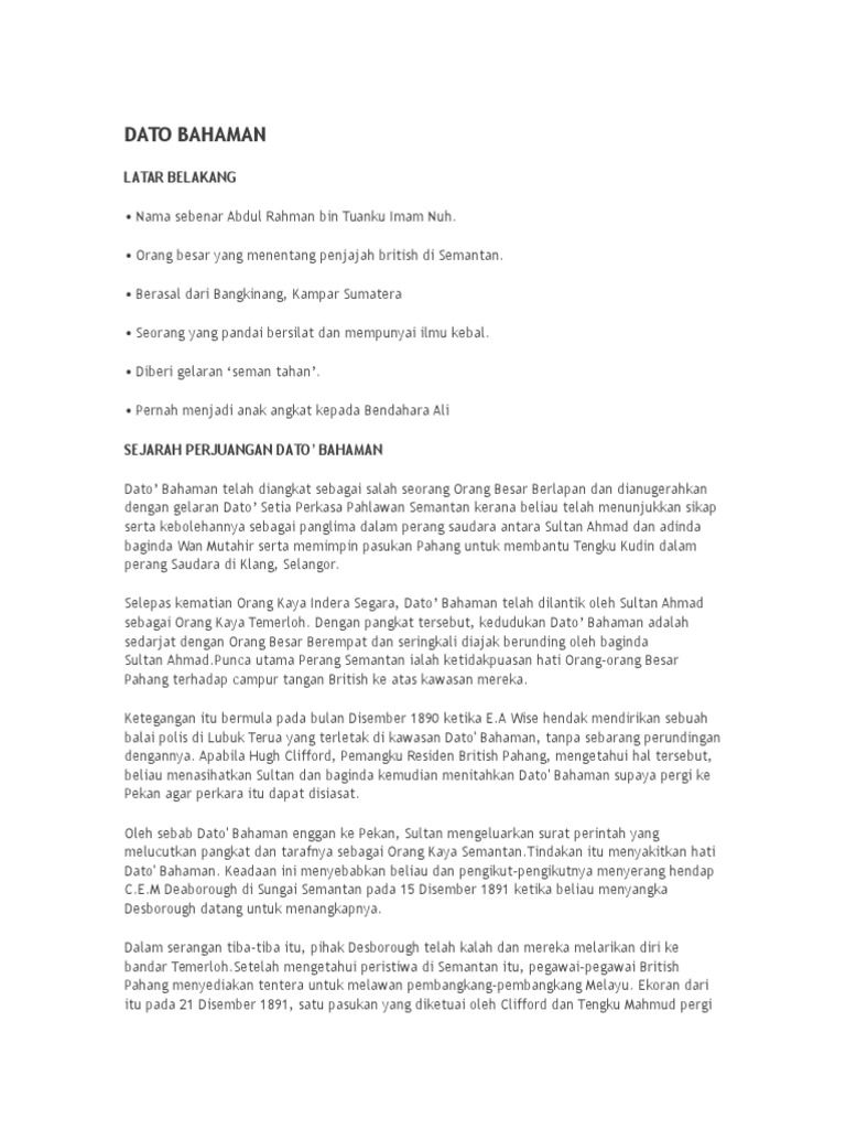 Dato Bahaman | PDF