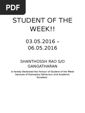 Student of the Week