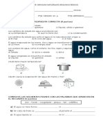 Prueba de Ciencias Naturales Ciclo Del Agua