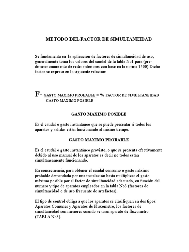 Metodo Del Factor de Simultaneidad | PDF