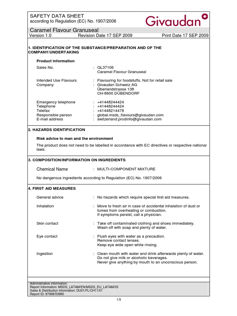 MSDS Europe Flavor_QL37106 Safety Chemistry