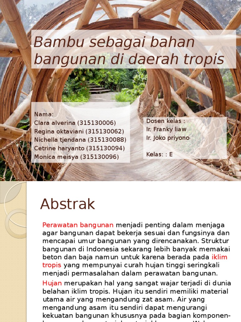 Bambu Sebagai Bahan Bangunan Di Iklim Tropis 1 | PDF