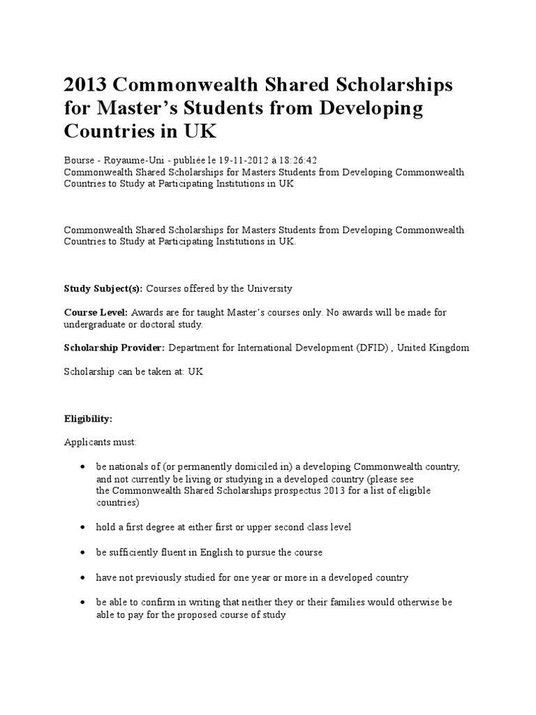 commonwealth masters scholarship essay samples