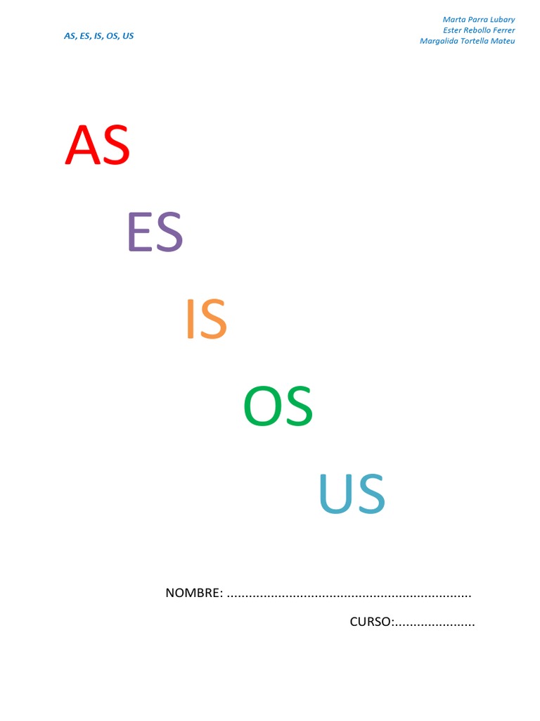 Actividades de Sílaba AS, ES, IS, OS, US | PDF