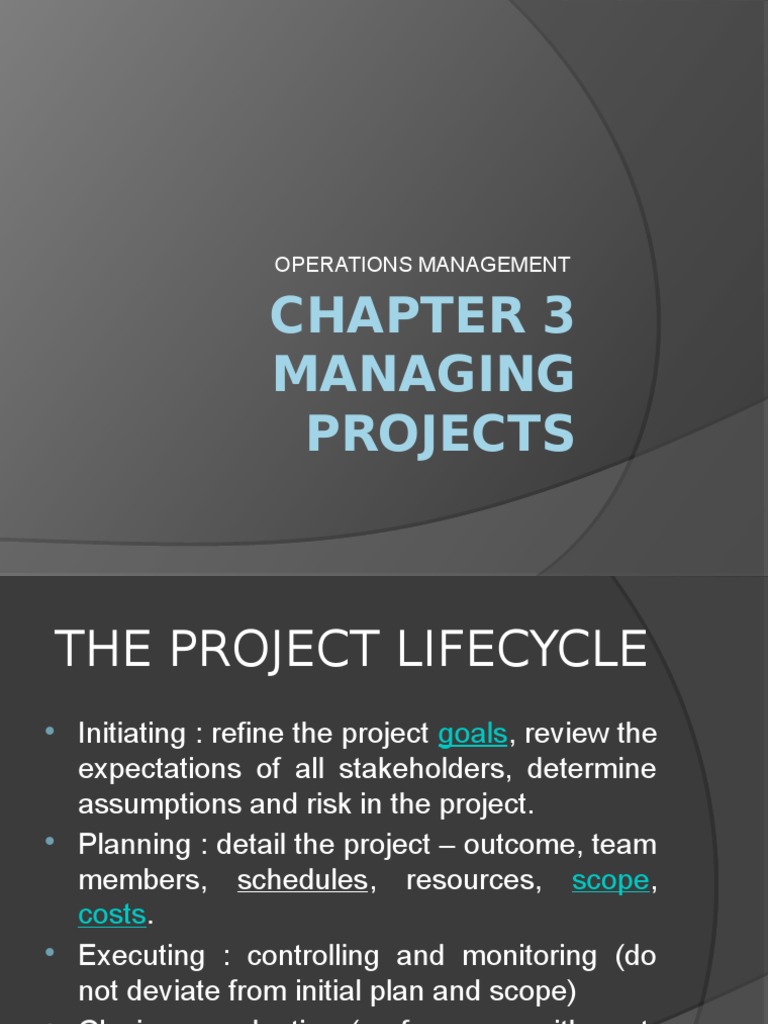 Managing Projects: Operations Management | PDF | Business | Accountability
