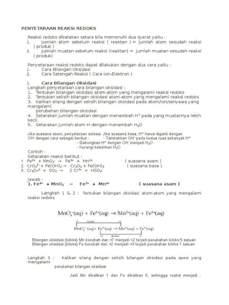 Penyetaraan Reaksi Redoks