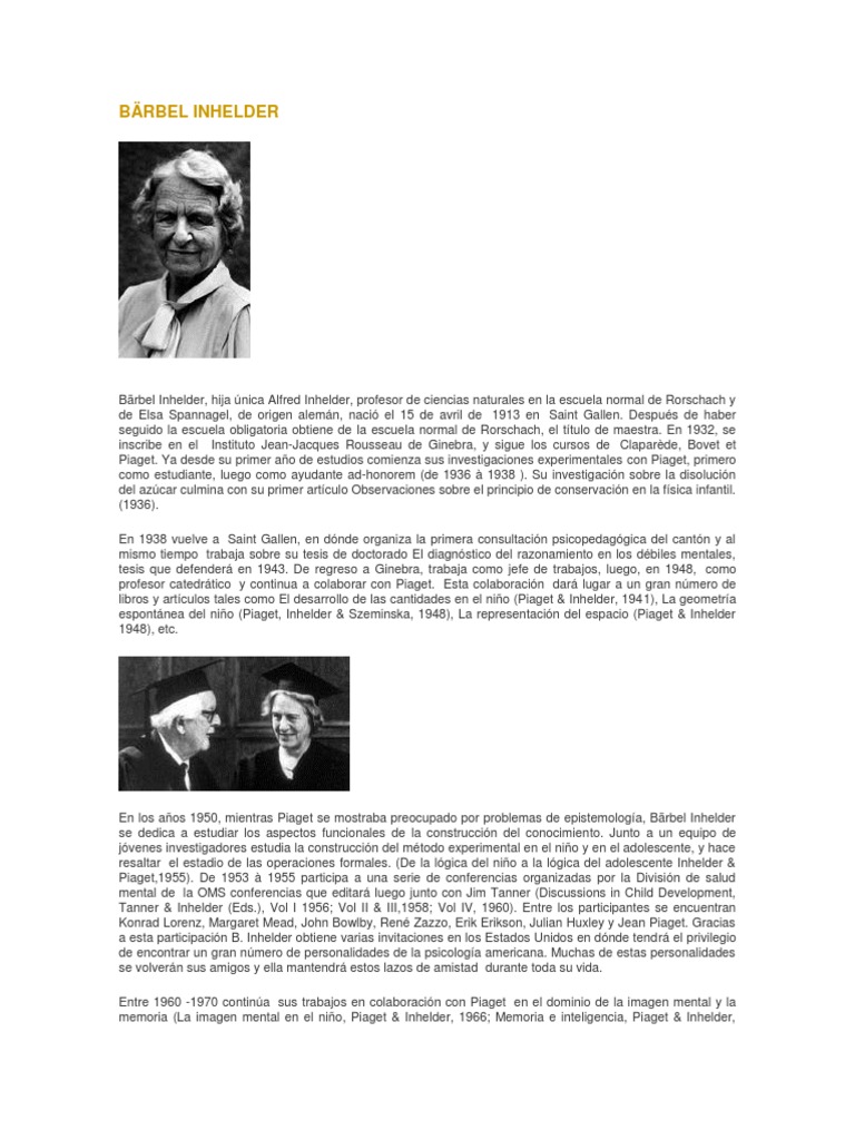 Bärbel Inhelder | PDF | Conceptos psicologicos | Epistemología