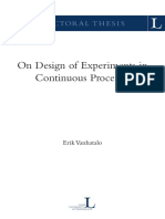 2009 on Design of Experiments in Continuous Processes - Doctoral Thesis