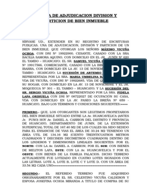 Modelo Minuta Adjudicacion | PDF | Documentos legales | Derecho Civil  (Common Law)