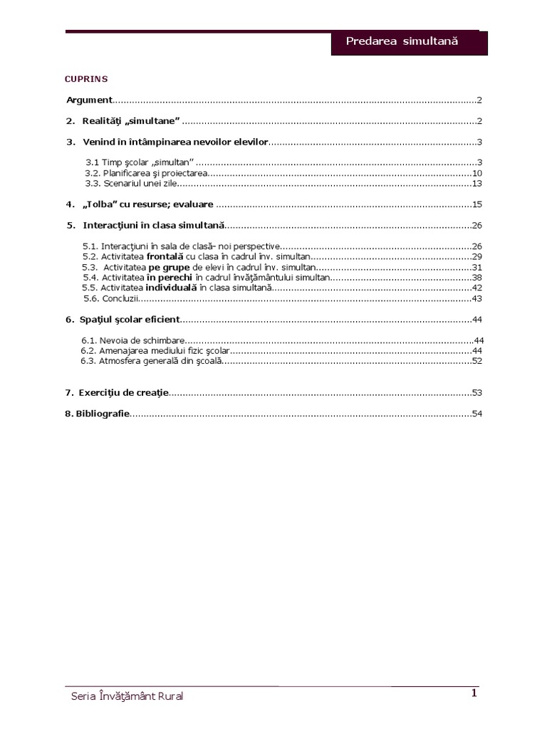 Modul Predare Simultana | PDF
