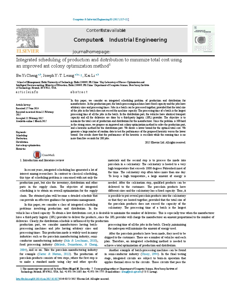 Computers& Industrial Engineering PDF Applied Mathematics Systems