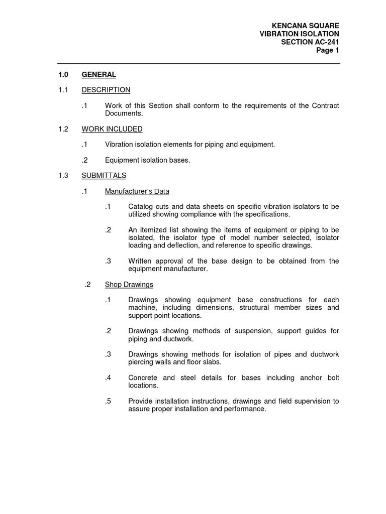 Ac 241 Vibration Isolation PDF Pump Duct (Flow)