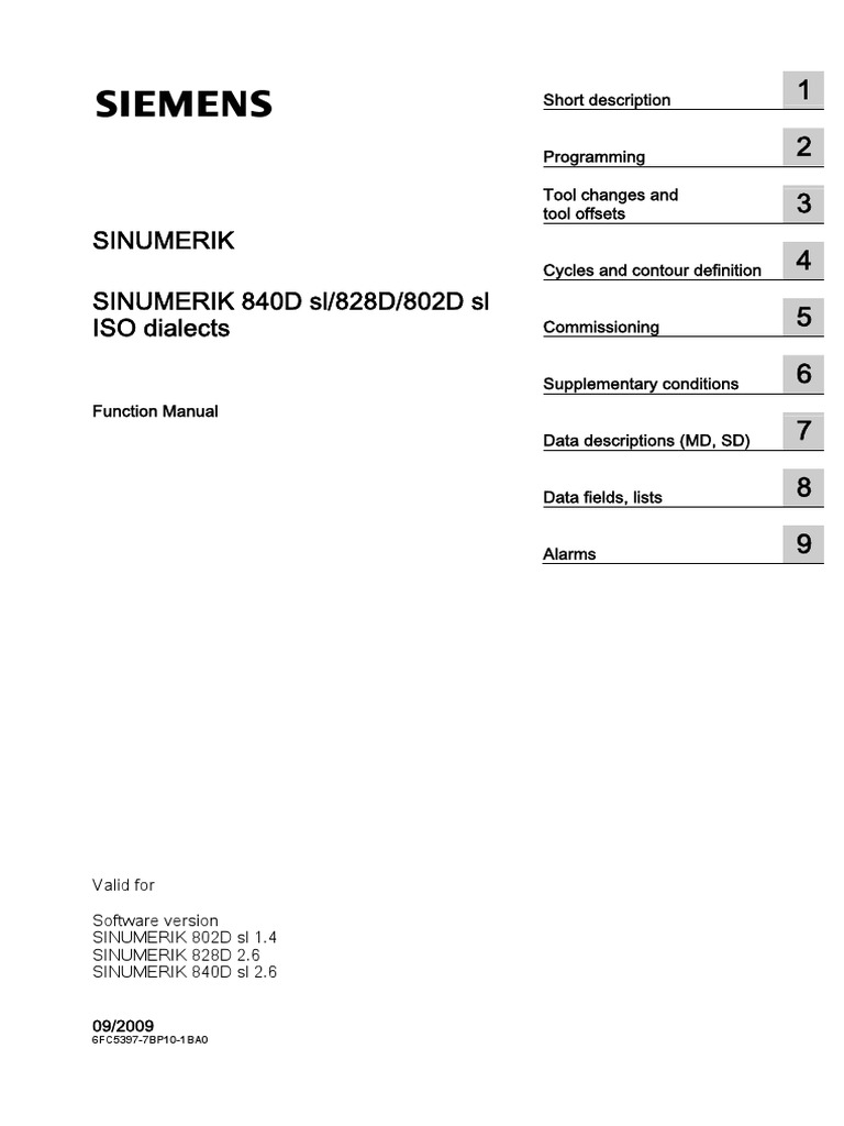 Sinumerik SINUMERIK 840D sl/828D/802D SL ISO Dialects | PDF ...