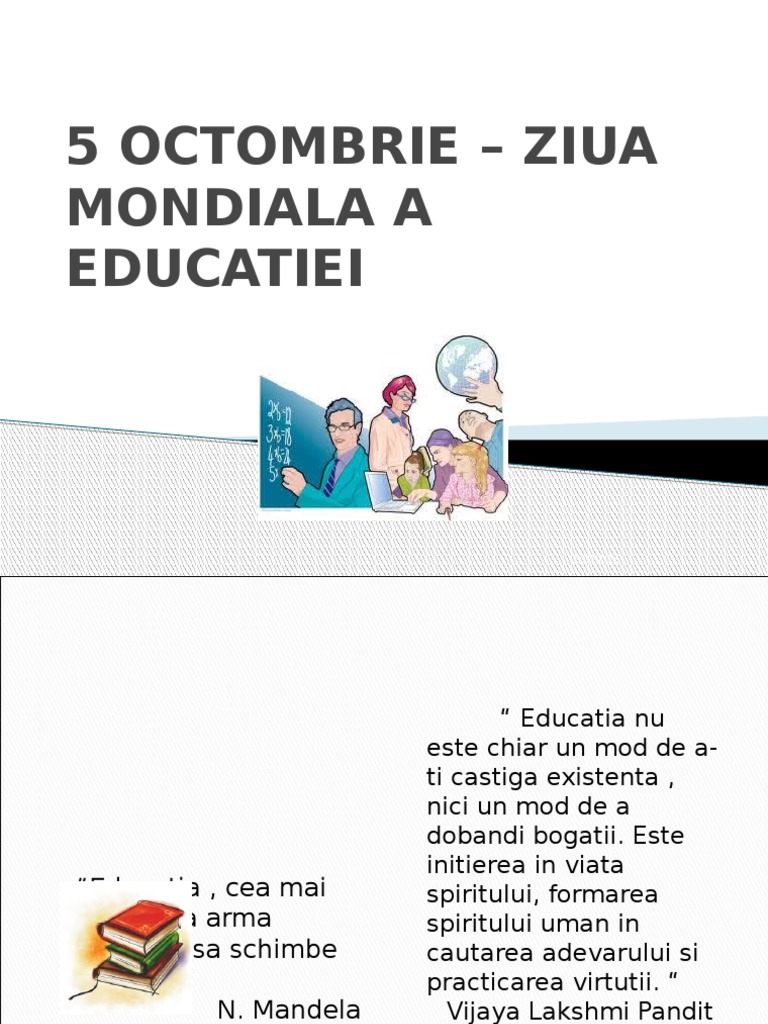 5 Octombrie Ziua Mondiala A Educatiei