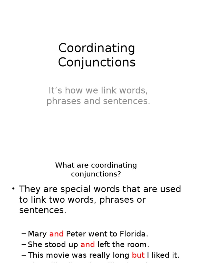 Understanding Coordinating Conjunctions | PDF | Phrase | Sentence ...