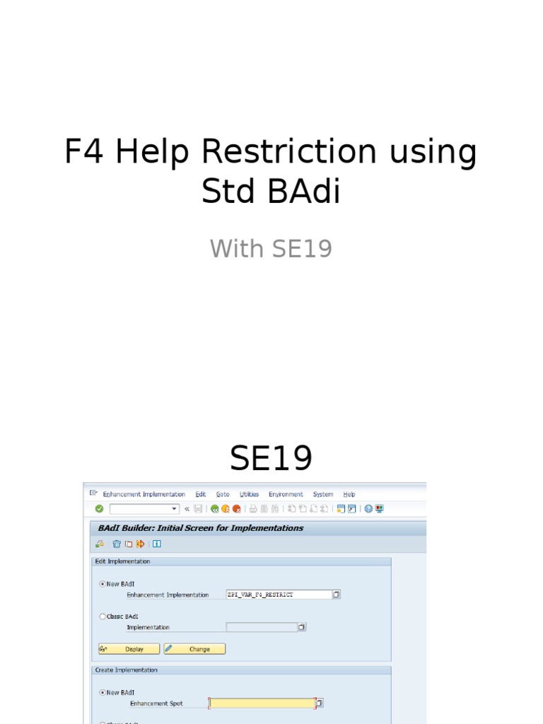 F4 Help Restriction with Std BAdi SE19 | PDF