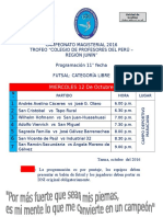 Campeonato Magisterial - 2106programacion 11° Fecha Futsal Libre