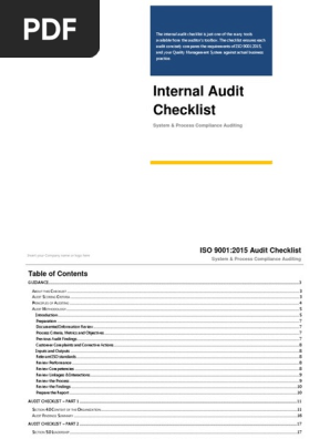 Internal Audit Checklist