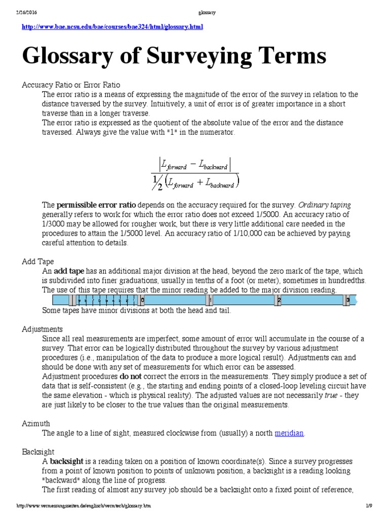 Glossary Surveying Terms.pdf Surveying Accuracy And Precision