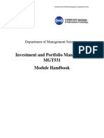 Investment and Portfolio Management MGT531 Module Handbook: Department of Management Sciences