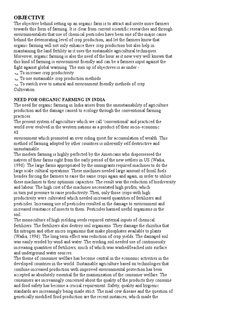 Organic Farm Project For Janfy Amalur Pdf Organic Farming Manure