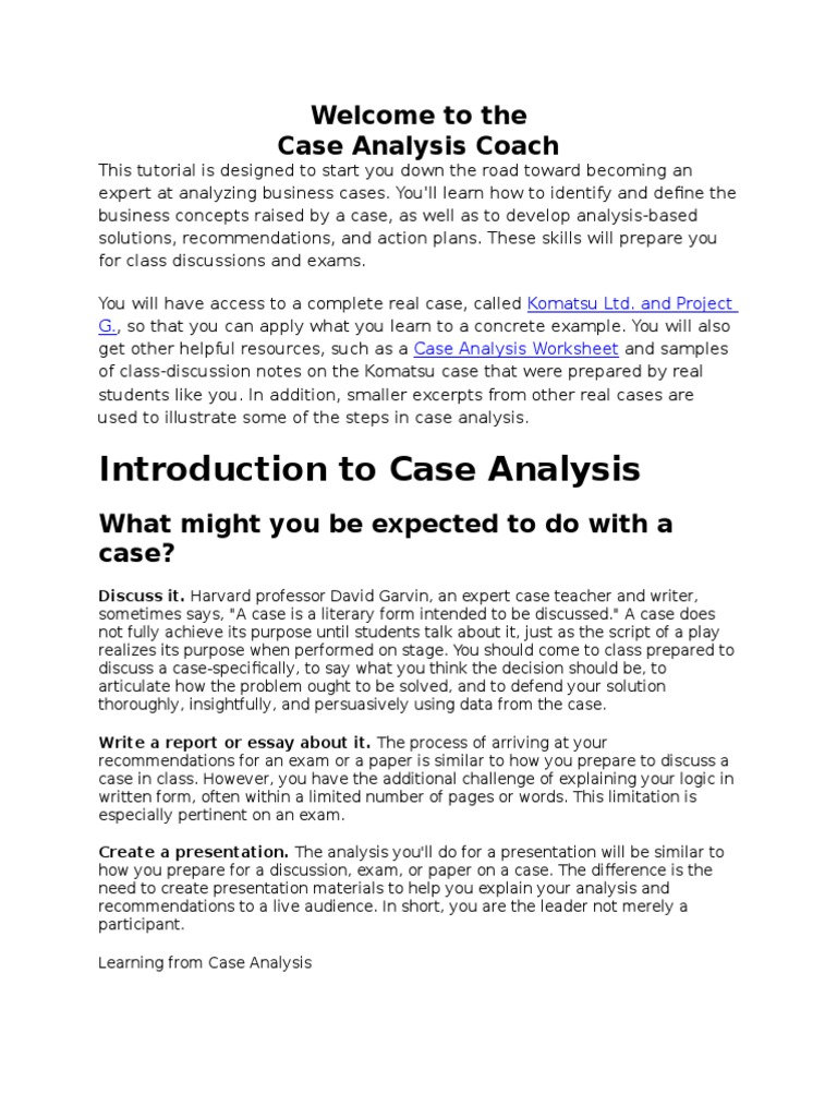 Welcome To The Case Analysis Coach | PDF | Qualitative Research | Analysis