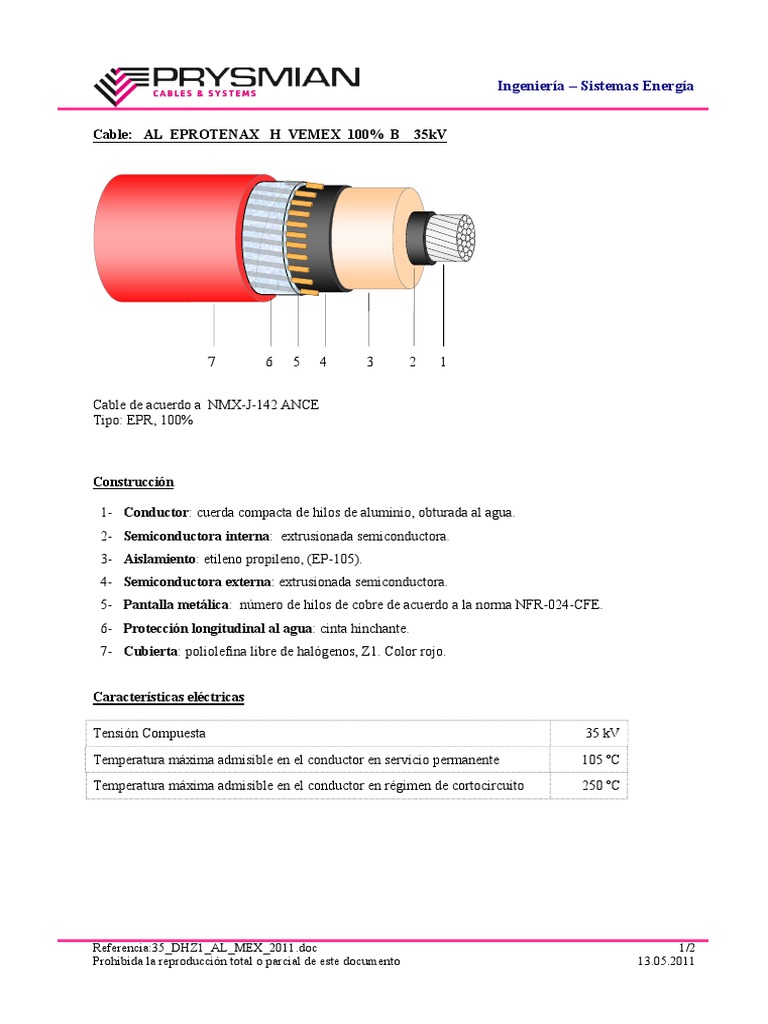 Data Sheet 35 KV Cable | PDF