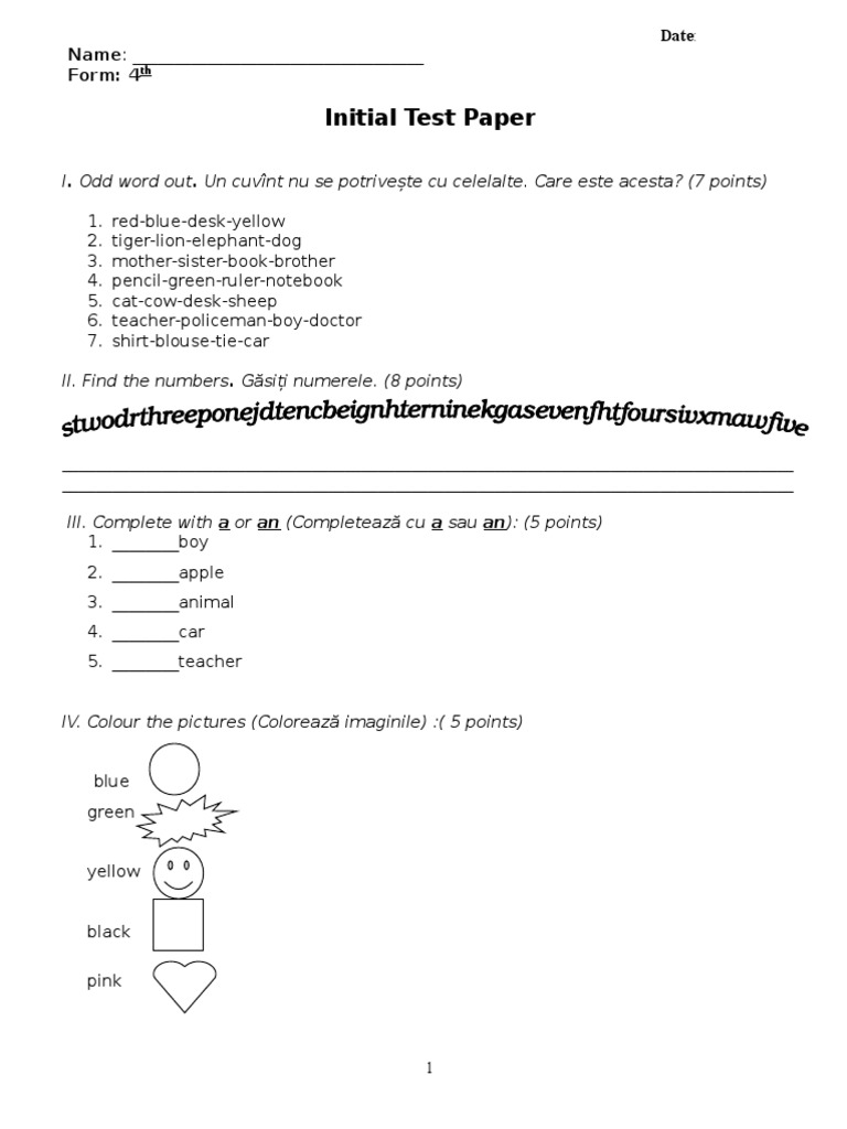 Initial Test Paper: Name: - Form: 4 | PDF | Career & Growth | Self ...
