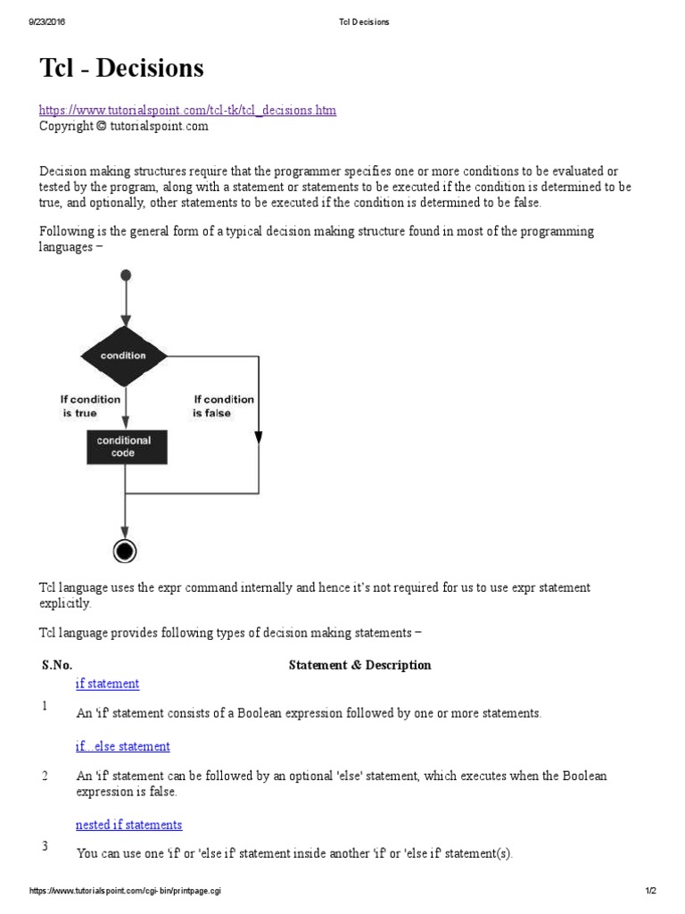 TCL Decisions: If Statement | PDF | Business | Computers