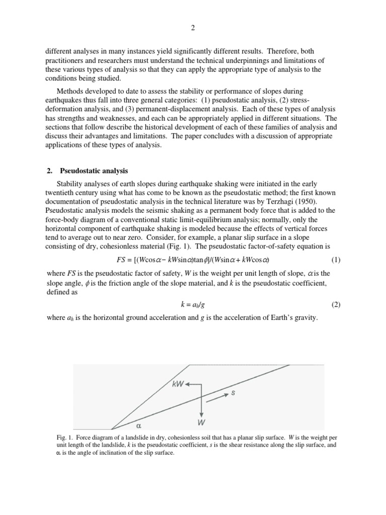 Seismic Slope Stability Analysis Methods | PDF | Earthquakes ...