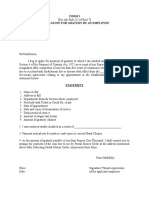 FORM I (Application For Gratuity by An Employee)