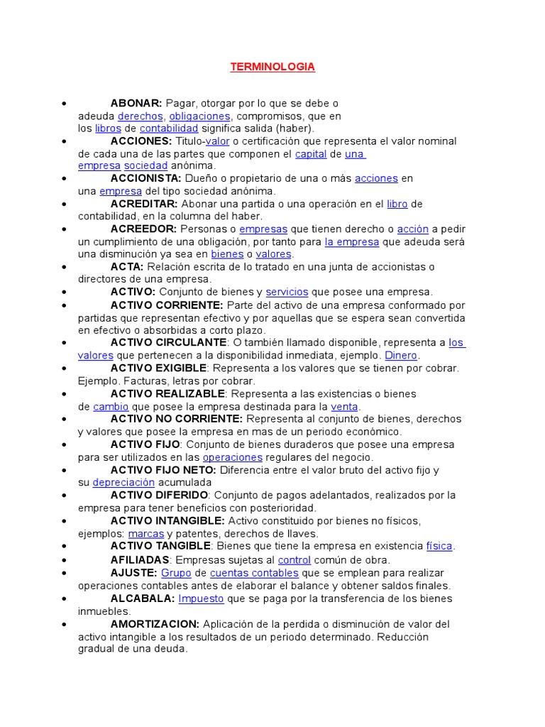 Terminologia de Contabilidad | PDF | Costo | Contabilidad