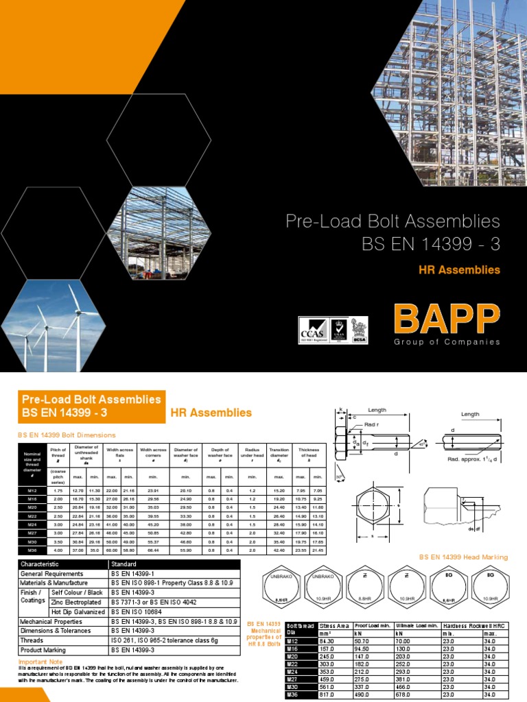 Pre-Load Bolt Assemblies EN 14399-3 | PDF | Screw | Nut (Hardware)