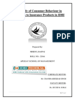 MRIDUL - A Study of Consumer Behaviour in Relation To Insurance Products in IDBI PDF