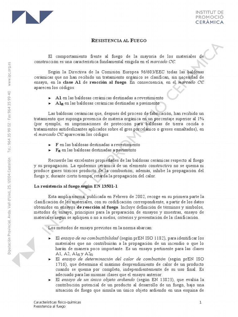 A1 en las baldosas cerámicas destinadas a revestimiento A1: Esistencia