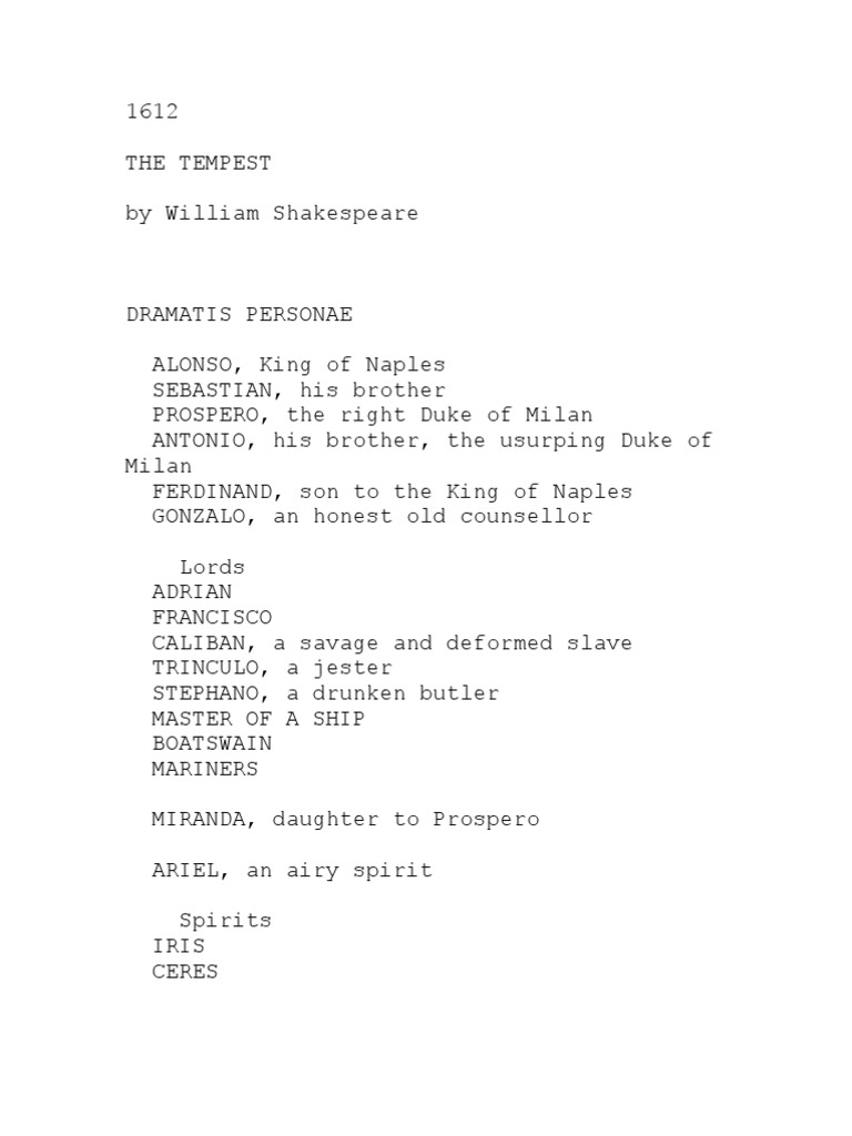 The Tempest by Shakespeare | PDF | The Tempest | Nature