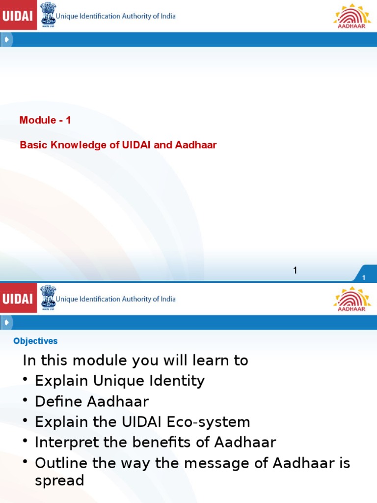 Basic Knowledge of Uidai and Aadhaar 16012014 Eng | PDF | Official ...