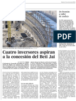 Cuatro inversores aspiran a la concesión del Beti-Jai (El País Madrid - 11/12/2016)