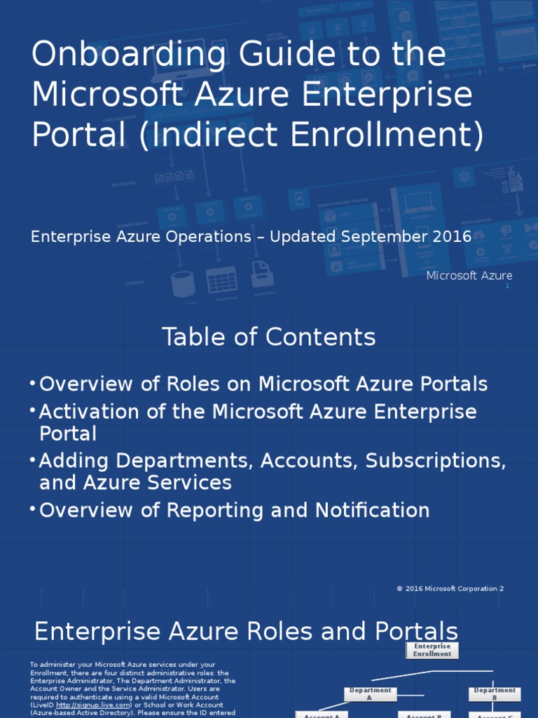 Onboarding Guide To The Microsoft Azure Enterprise Portal (Indirect Enrollment) PDF Email