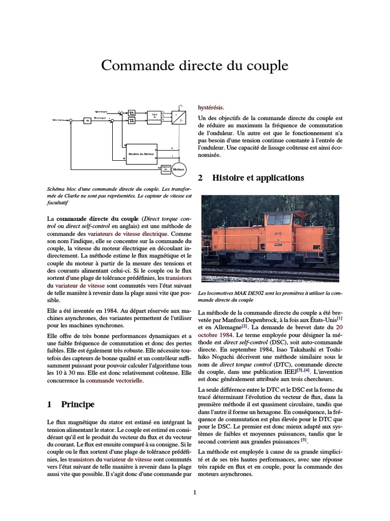 Commande directe du couple électrique | PDF | Composants électriques ...