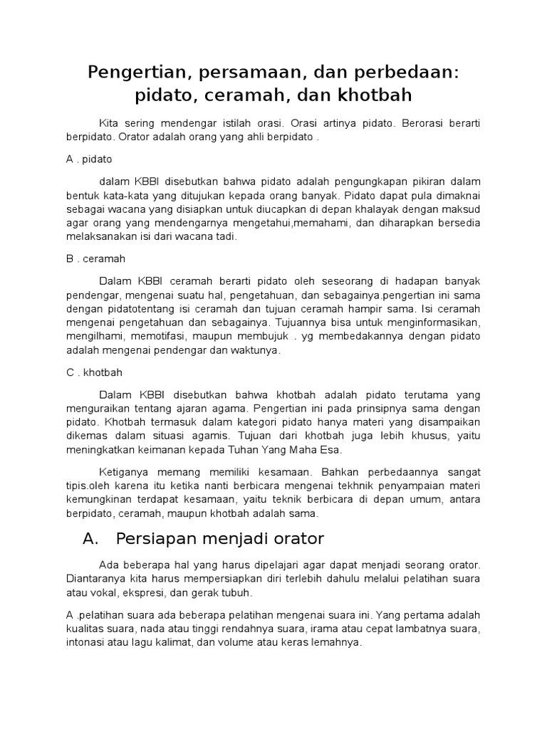 Perbedaan ceramah dan pidato