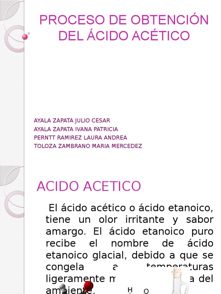 Proceso De Obtención Del Ácido Acético