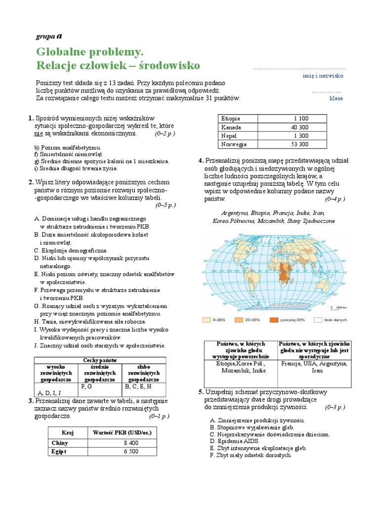 Oblicza Geografii Sprawdzian Globalna Gospodarka
