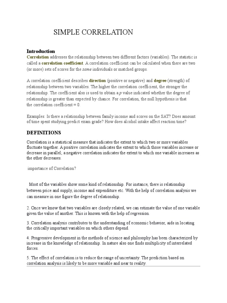 Understanding Simple Correlation Analysis | PDF | Correlation And ...