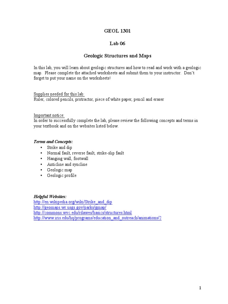Geologic Structures and Maps Lab | PDF | Geology | Fault (Geology)