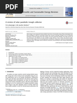 A Review of Solar Parabolic Trough Collector