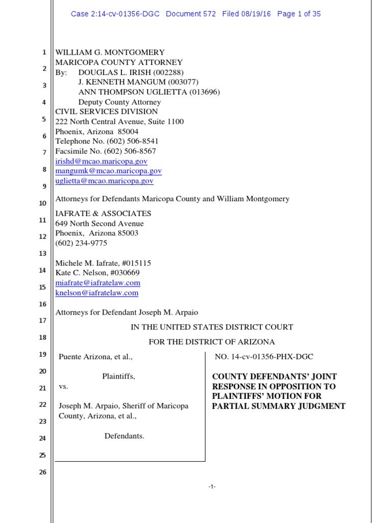 Puente Arizona Et Al v. Arpai RESPONSE To Motion Re MOTION